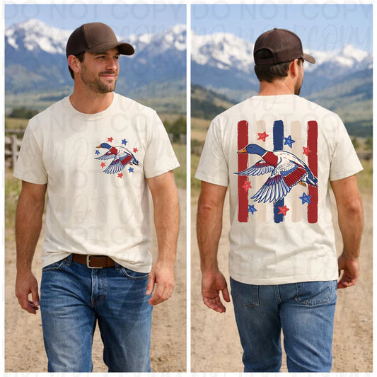 Patriotic Mallard Duck Double-Sided Tee