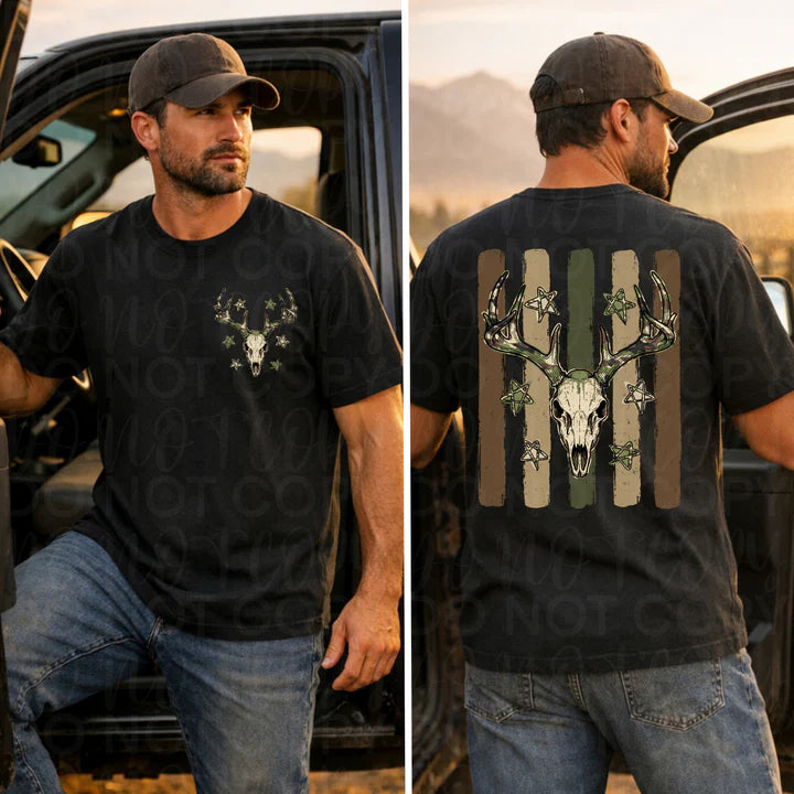 Camo Deer Skull Double-Sided Tee