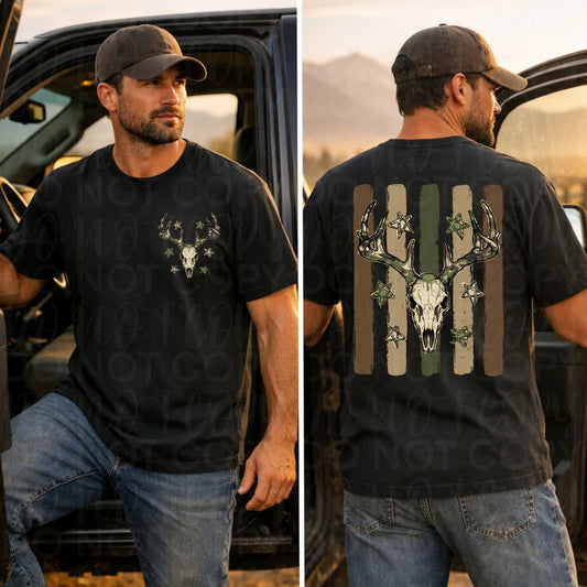 Camo Deer Skull Double-Sided Tee