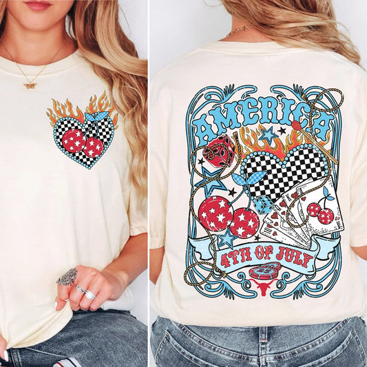 America 4th Of July Double-Sided Tee