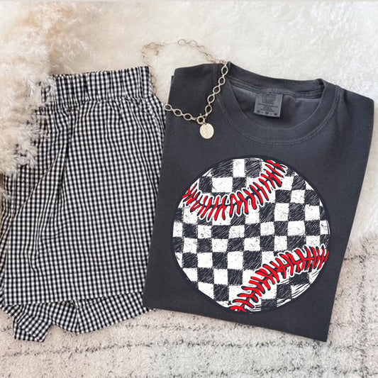 Checkered Baseball Graphic Tee