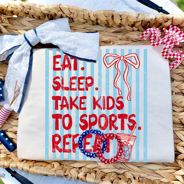 Eat Sleep Take Kids To Sports Repeat Graphic Tee