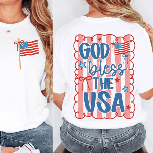 God Bless The USA Coquette Double-Sided Tee