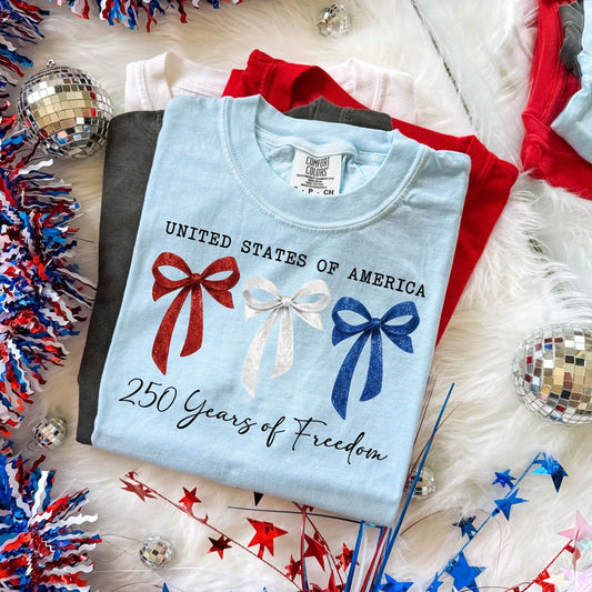 United States Of America Bows 250 Years Of Freedom Graphic Tee